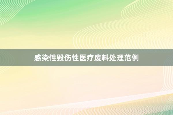 感染性毁伤性医疗废料处理范例